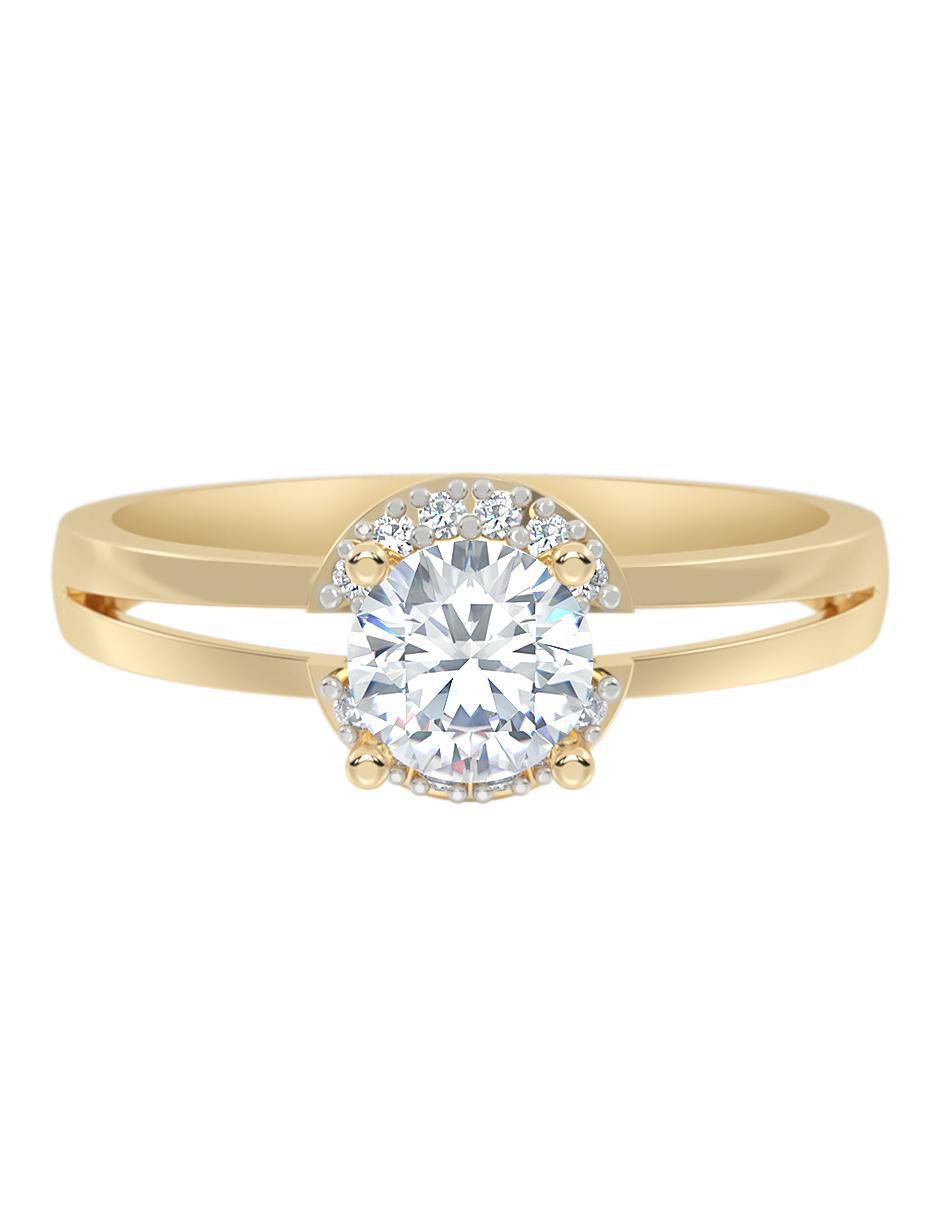 Anillo de compromiso de oro 10 K zirconia