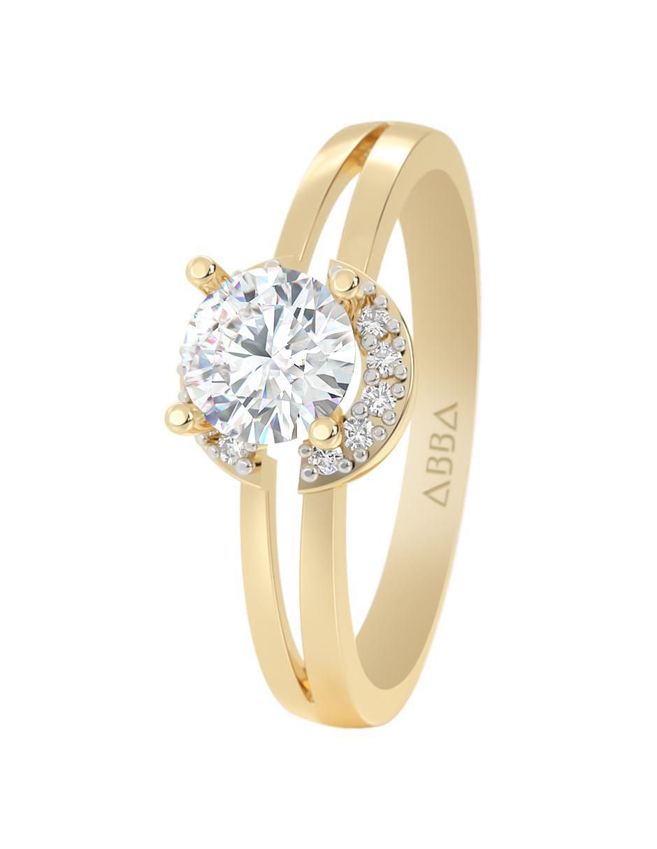 Anillo de compromiso "de" oro 10 k abba joyas sin familia zirconia