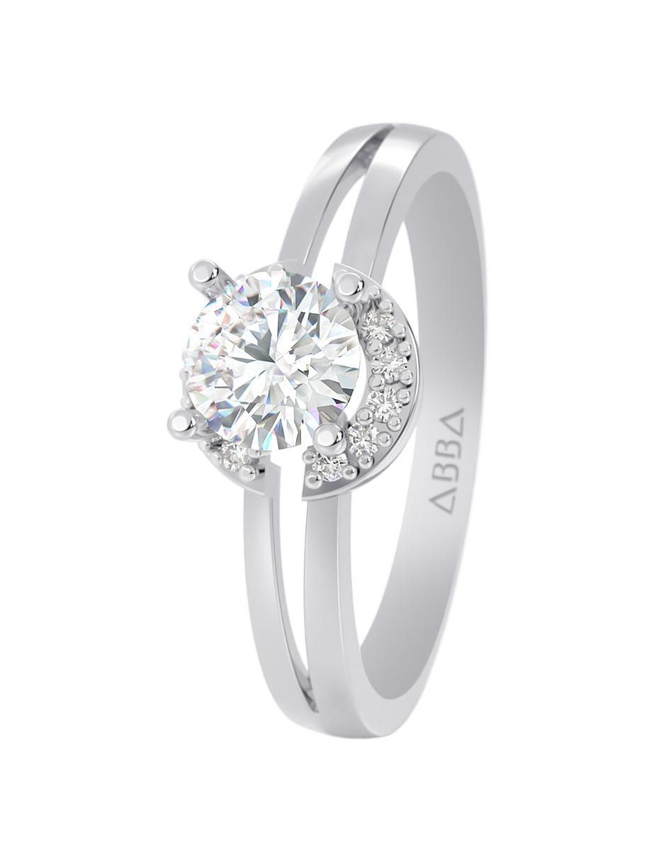 Anillo de compromiso de oro 10 K zirconia 3