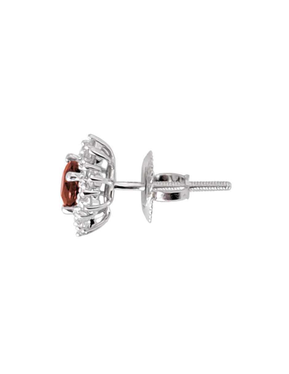 Aretes cortos de sol de oro 14 K con acabado texturizado rubí y diamante 2