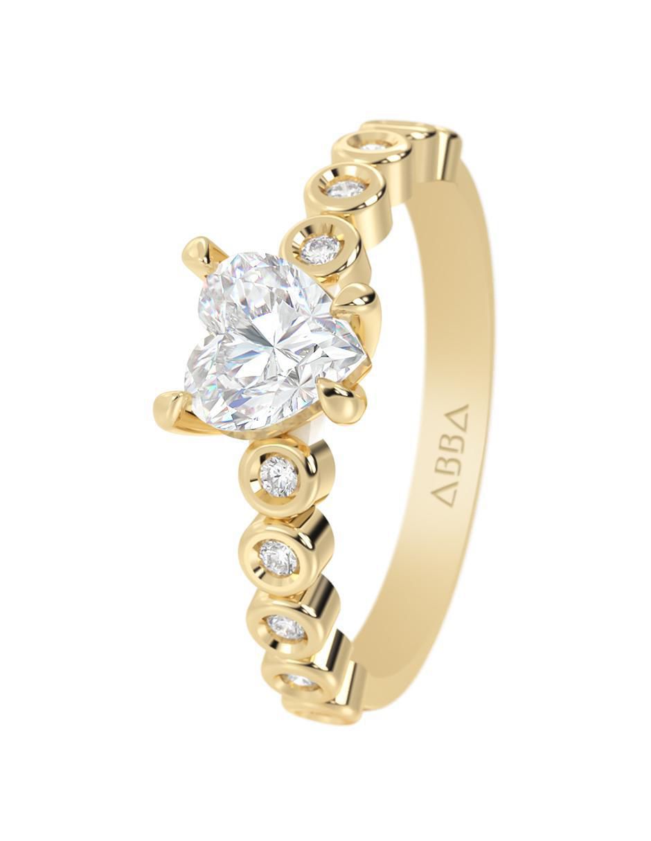 Anillo de compromiso "de" oro 14 k abba joyas sin familia zirconia