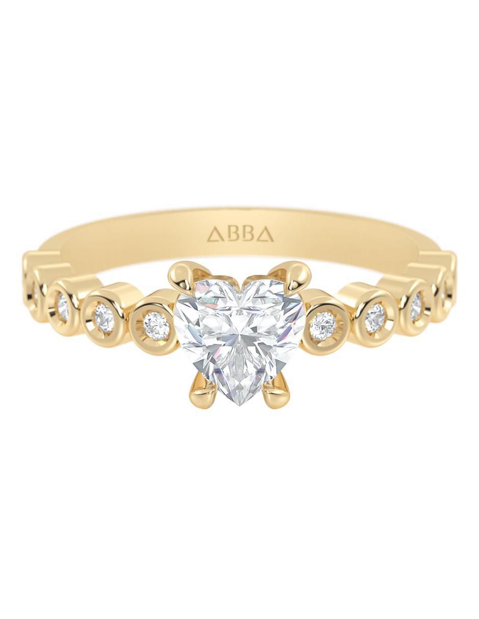 Anillo de compromiso de oro 10 K zirconia