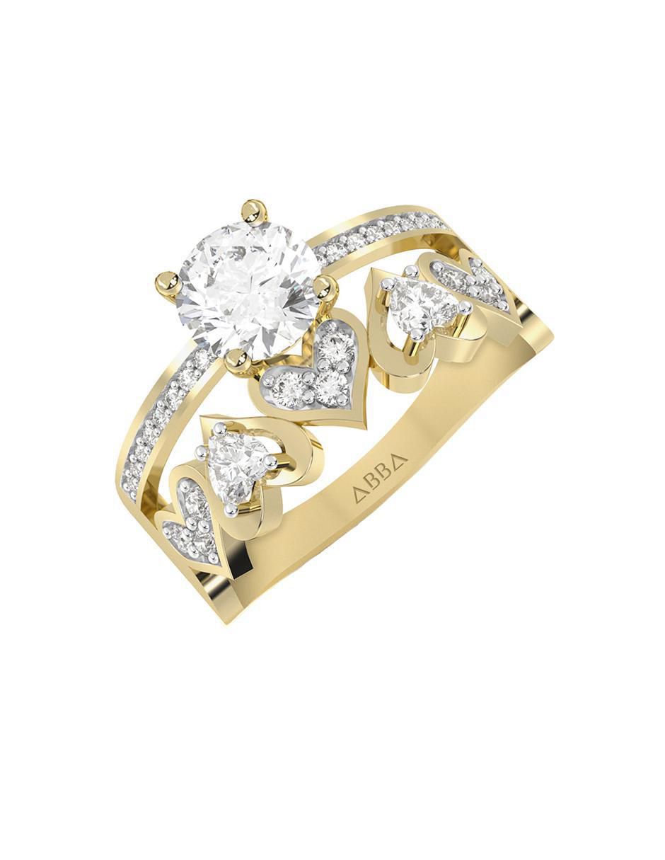 Anillo de compromiso "de" oro 10 k abba joyas sin familia zirconia