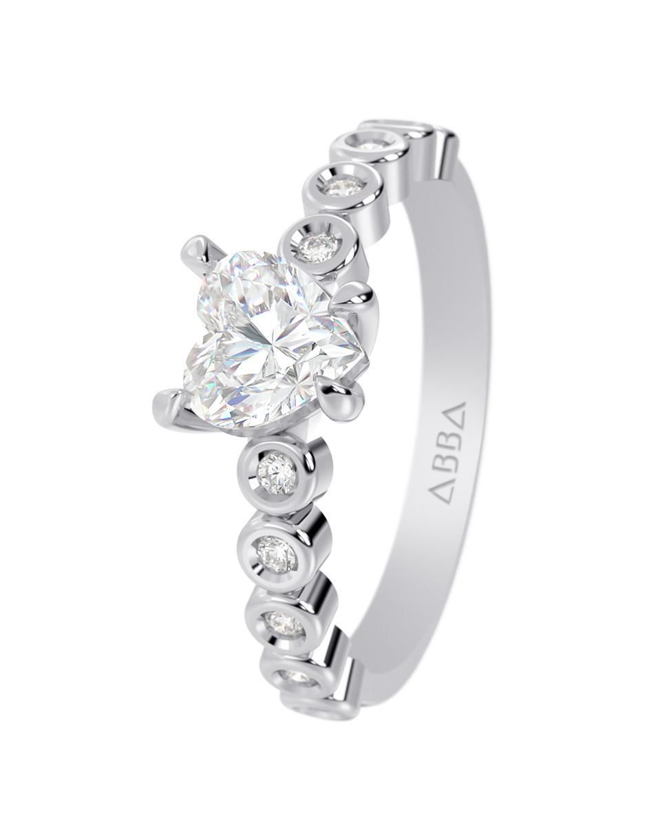 Anillo de compromiso de oro 10 K zirconia 2