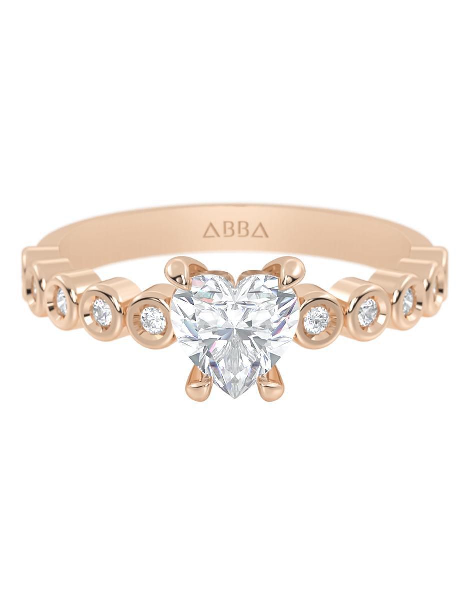 Anillo de compromiso de oro 10 K zirconia