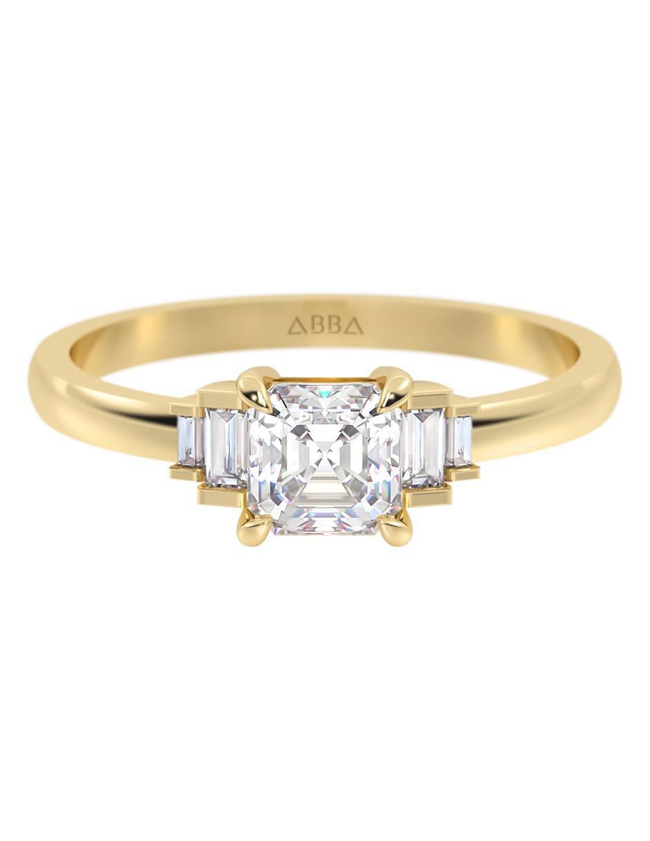 Anillo de compromiso de oro 10 K zirconia