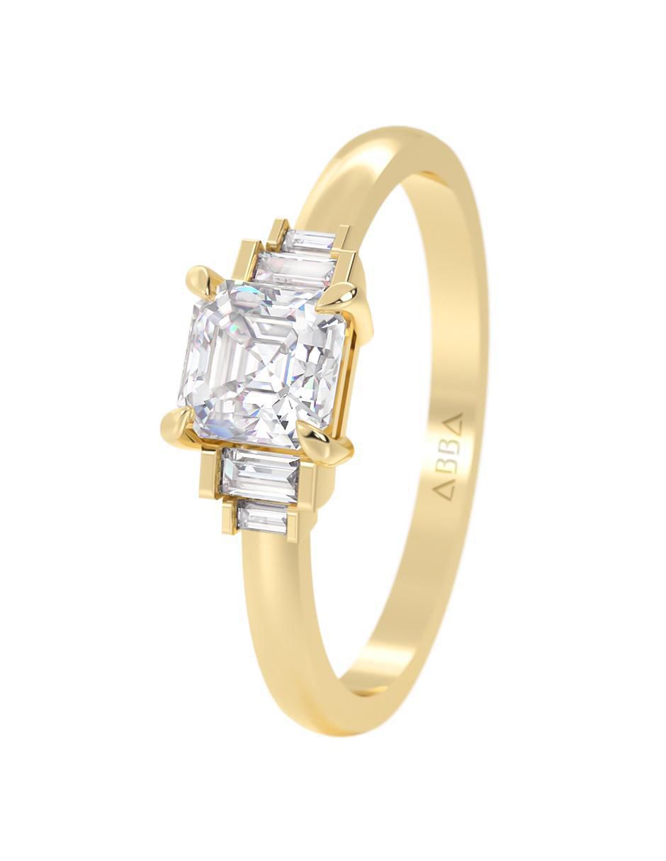 Anillo de compromiso "de" oro 10 k abba joyas sin familia zirconia