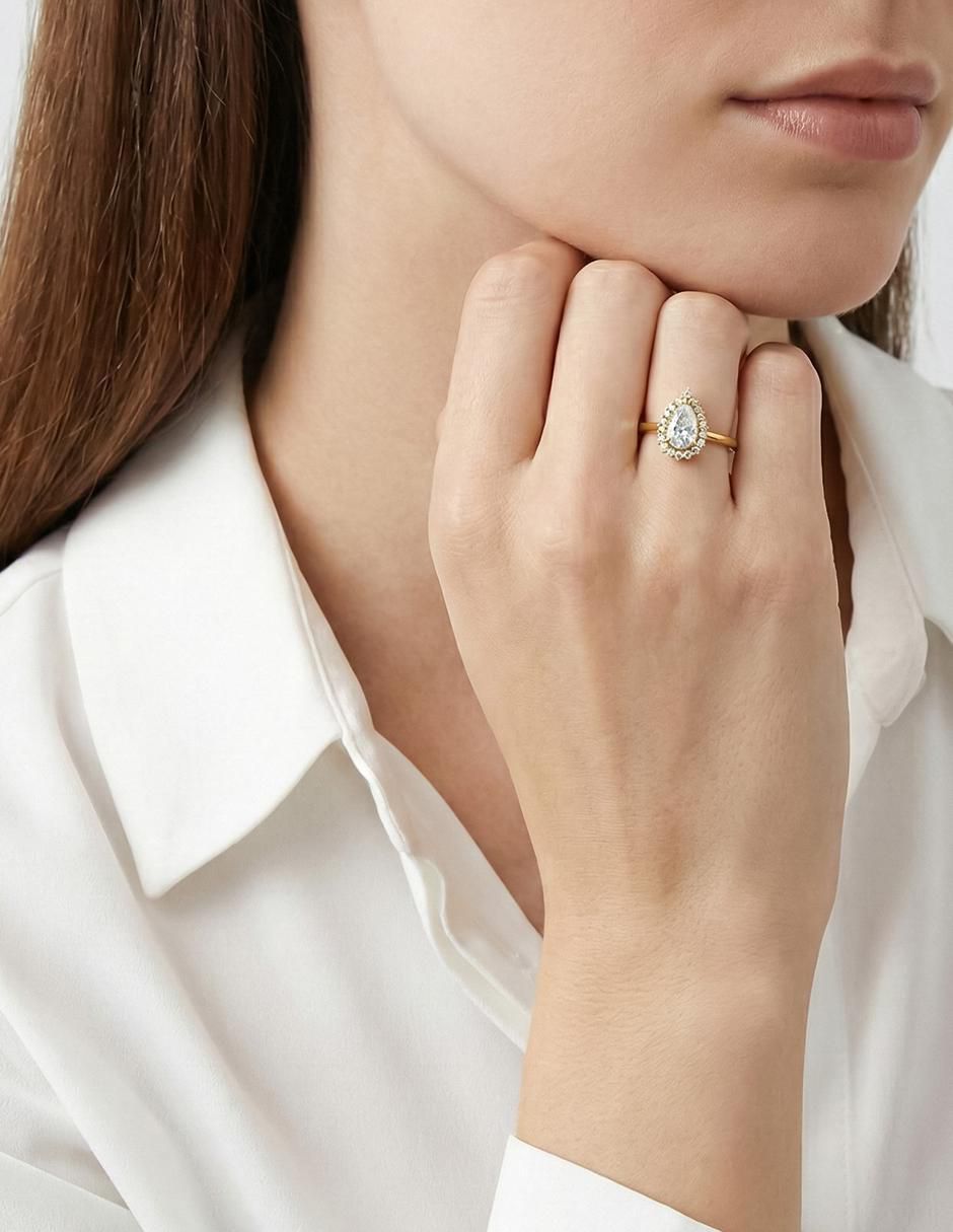 Anillo de compromiso "de" oro 10 k abba joyas sin familia zirconia