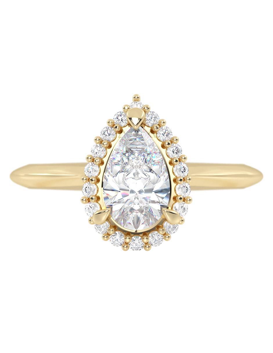 Anillo de compromiso de oro 10 K zirconia