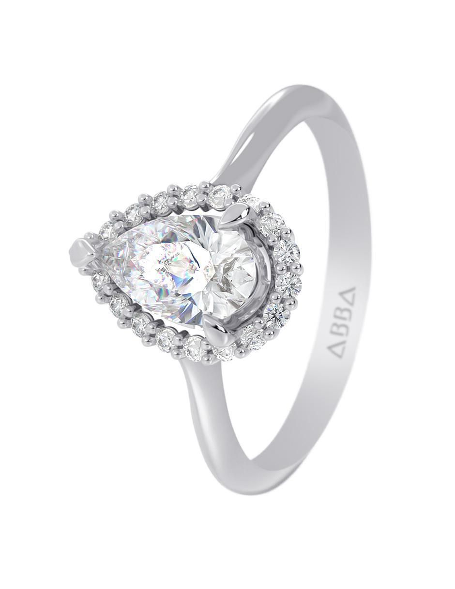 Anillo de compromiso de oro 10 K zirconia 3