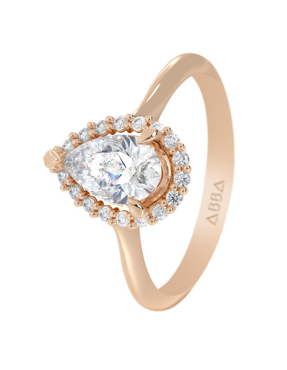Anillo de compromiso de oro 14 K zirconia 3