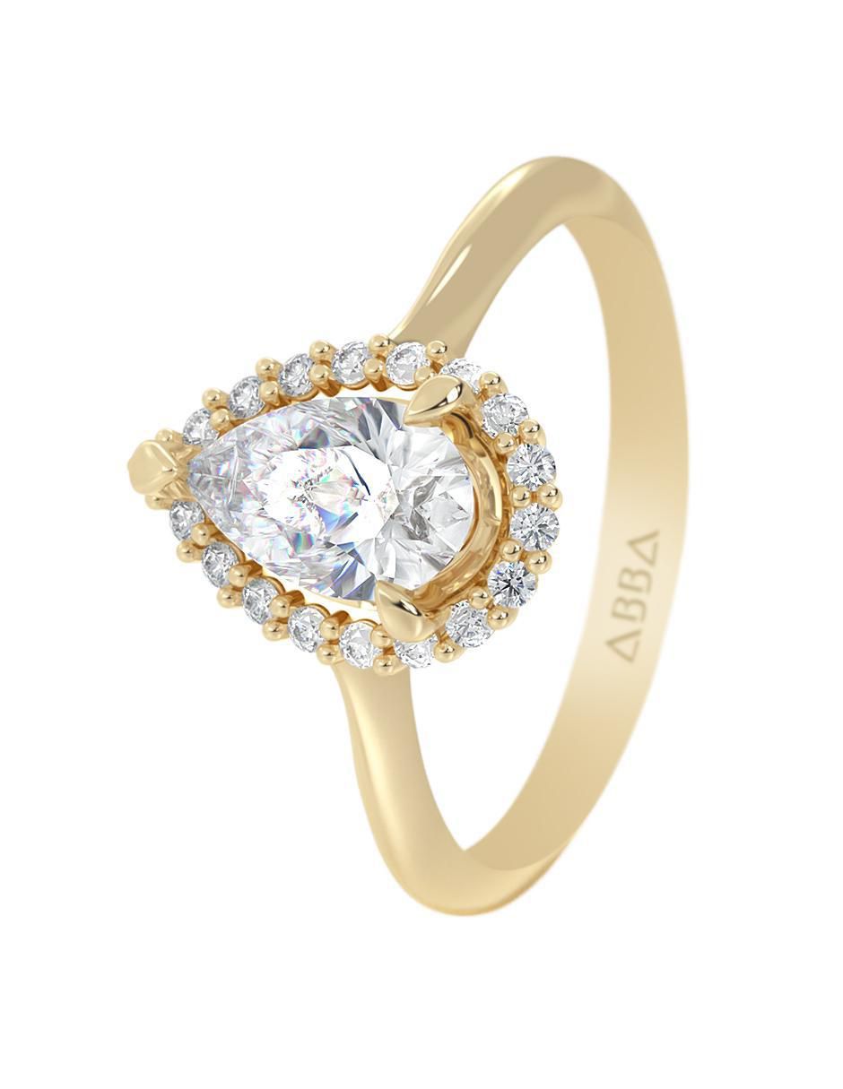 Anillo de compromiso "de" oro 14 k abba joyas sin familia zirconia