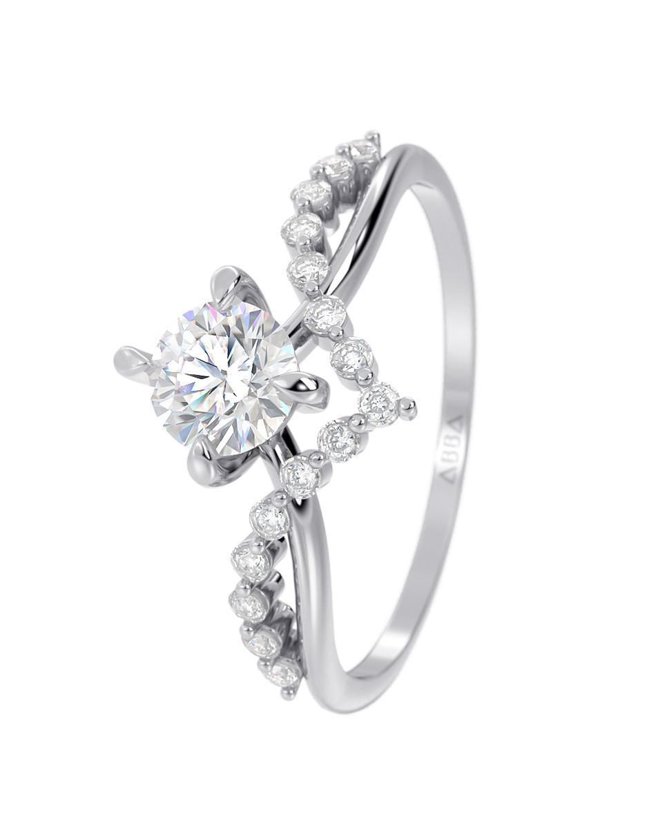 Anillo de compromiso de oro 10 K zirconia 3