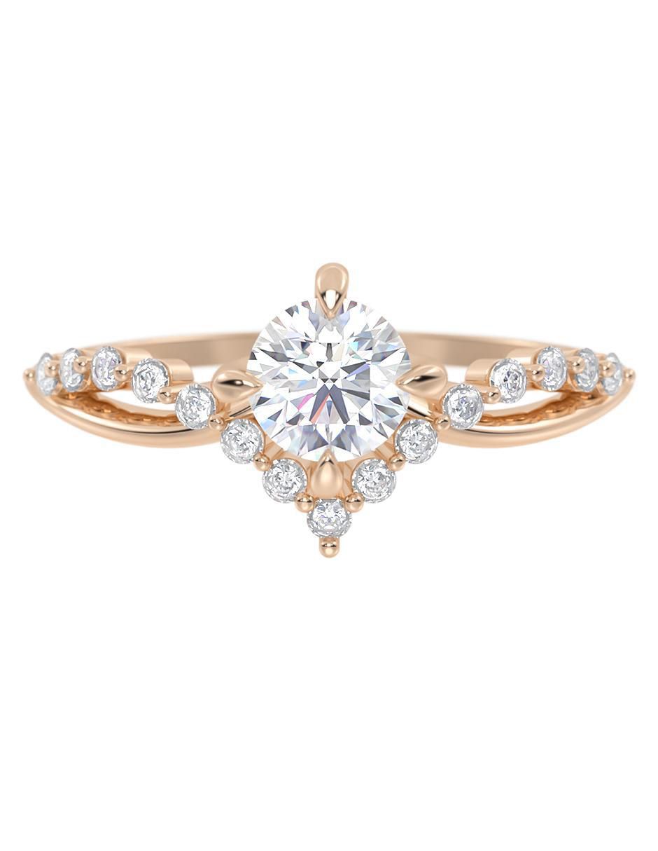 Anillo de compromiso de oro 10 K zirconia