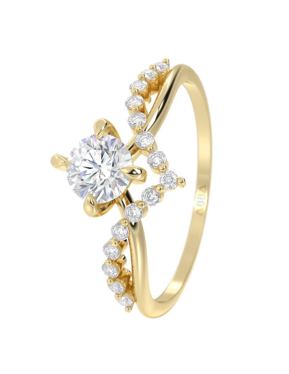 Anillo de compromiso "de" oro 10 k abba joyas sin familia zirconia