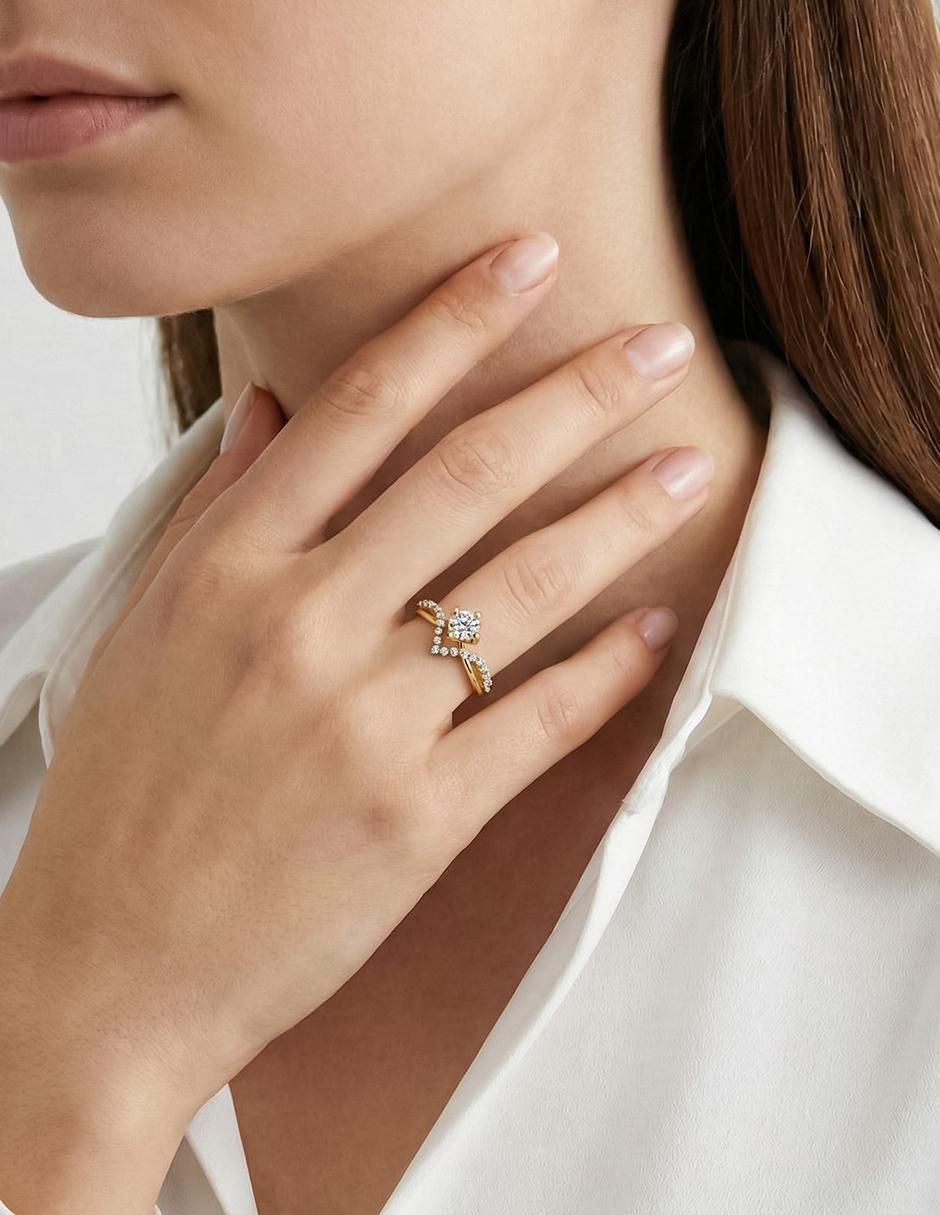 Anillo de compromiso "de" oro 10 k abba joyas sin familia zirconia