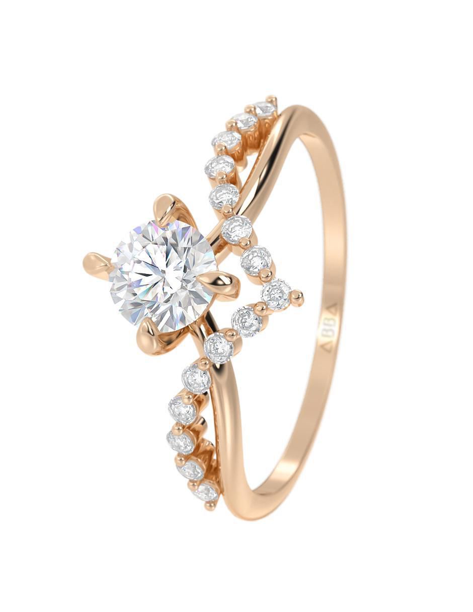 Anillo de compromiso de oro 14 K zirconia 3