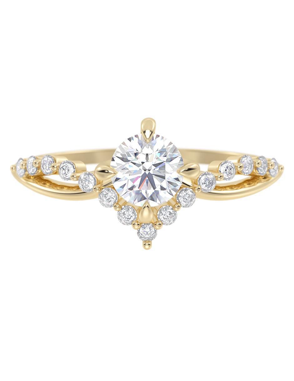 Anillo de compromiso de oro 14 K zirconia