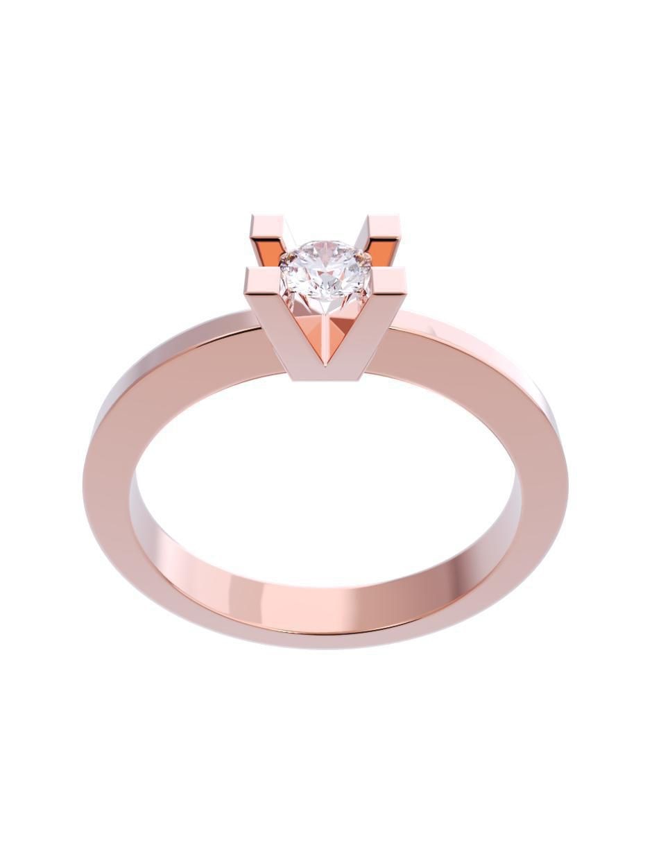 Anillo de compromiso de oro 14 K diamante 2