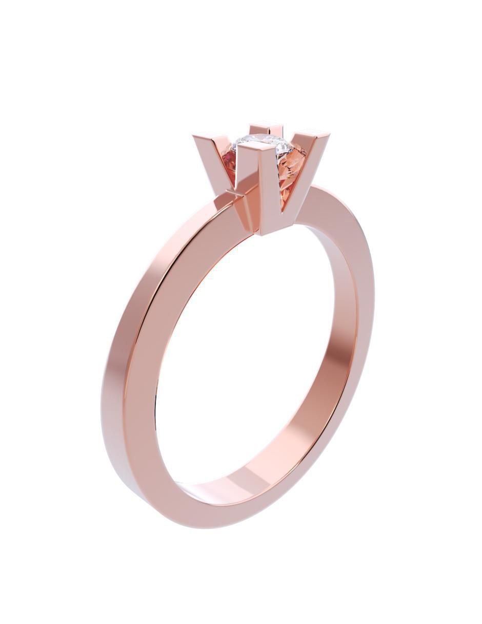 Anillo de compromiso de oro 14 K diamante 3