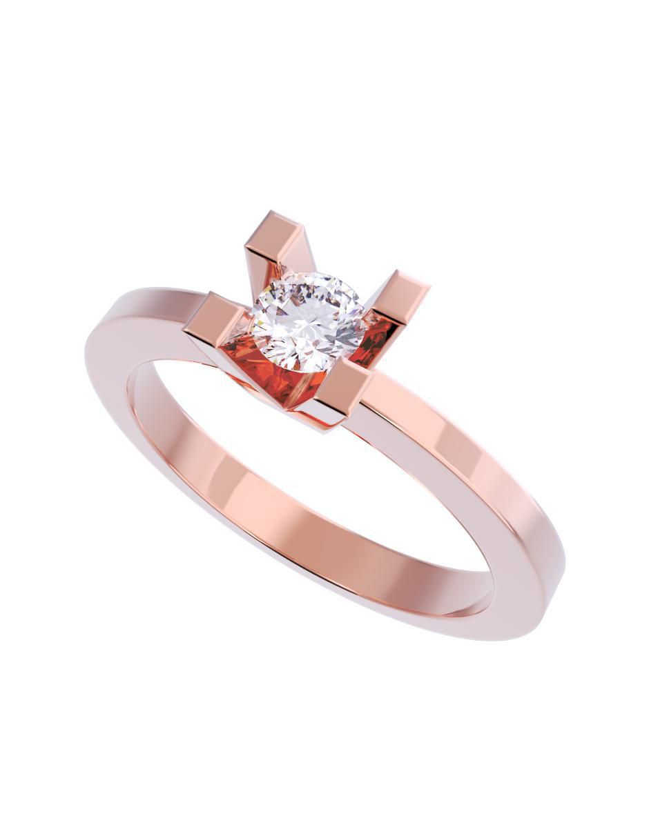 Anillo de compromiso de oro 14 K diamante 4