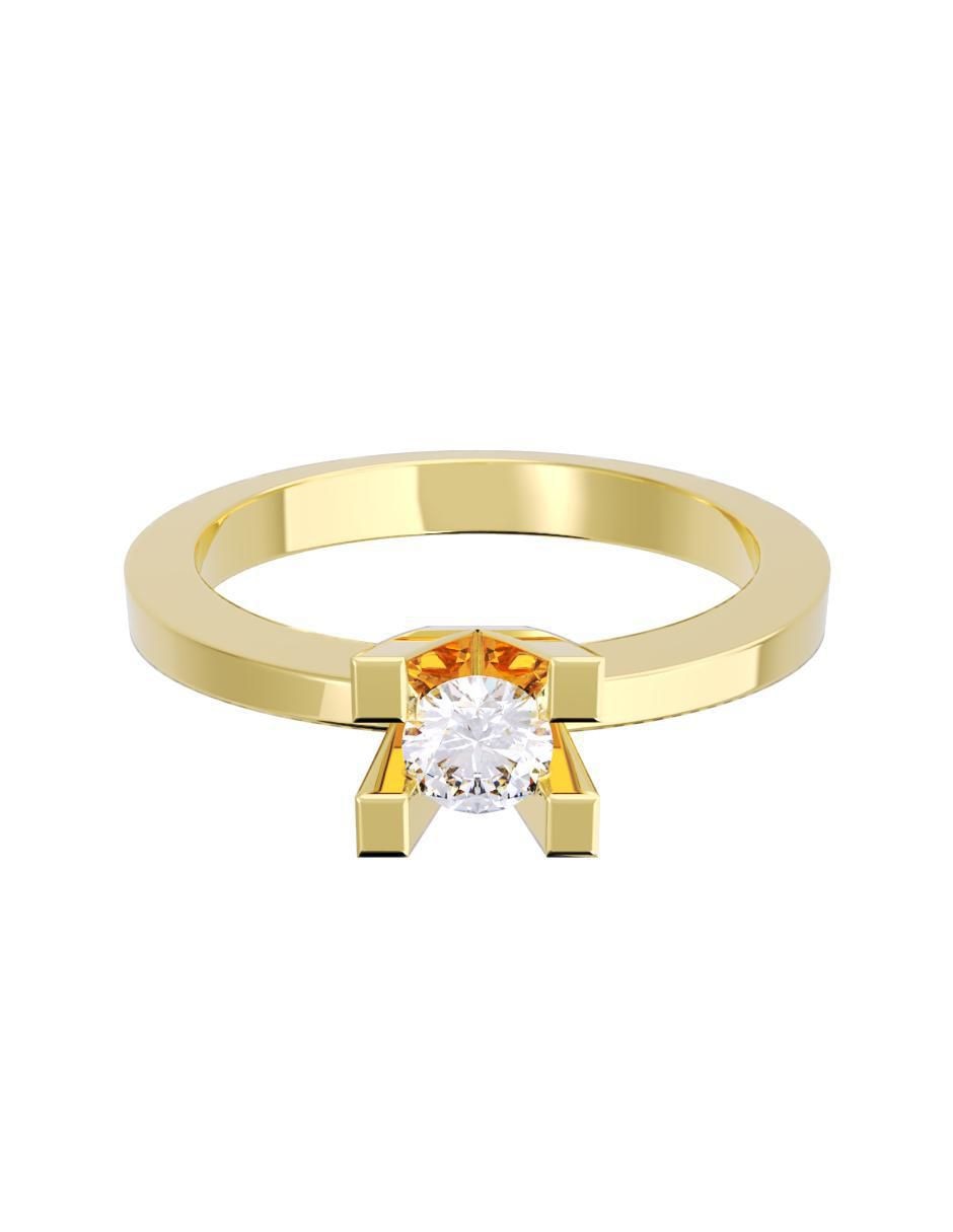 Anillo de compromiso de oro 14 K diamante