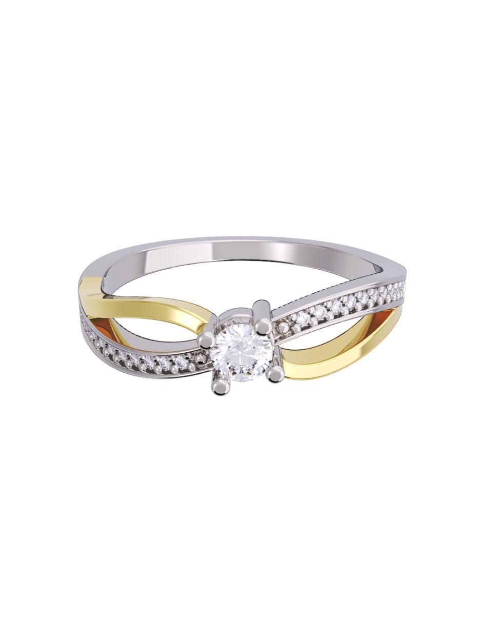 Anillo de compromiso de oro 14 K diamante