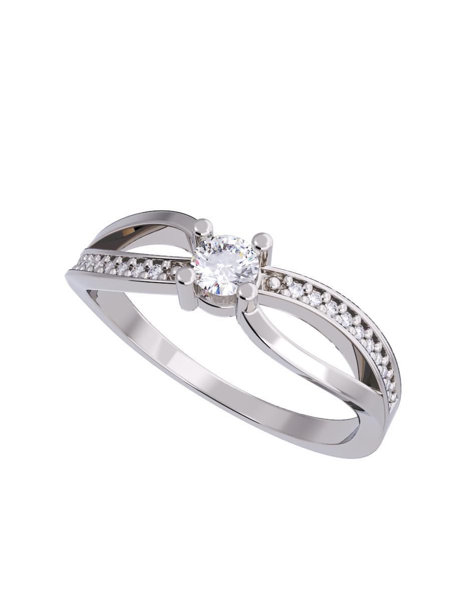Anillo de compromiso de oro 14 K diamante 4