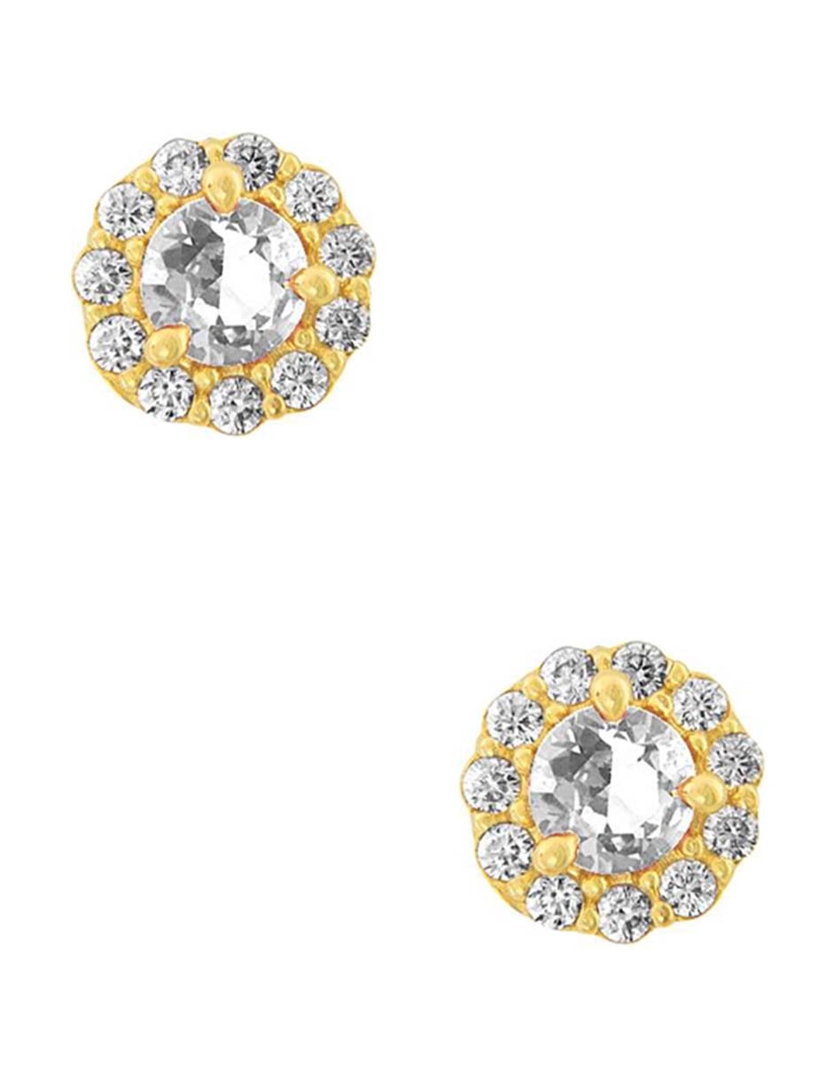 Broqueles de oro amarillo 14 k con acabado pulido zirconia