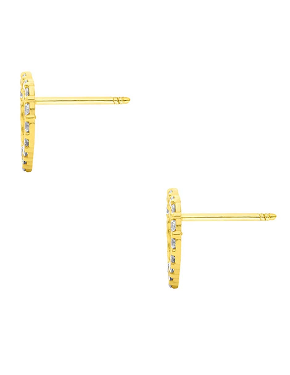 Broqueles de corazón de oro amarillo 14 k con acabado pulido zirconia 2
