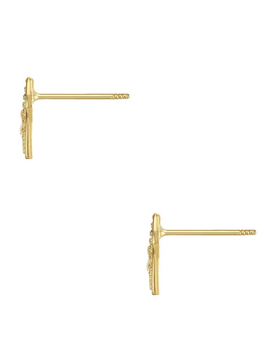 Broqueles de zapato Disney Princess de oro amarillo 14 k con acabado pulido zirconia 2