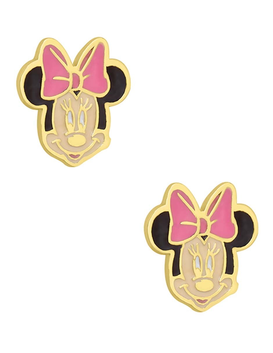Broqueles Minnie de oro amarillo 14 k con acabado esmaltado Broqueles Minnie de oro amarillo 14 k con acabado esmaltado