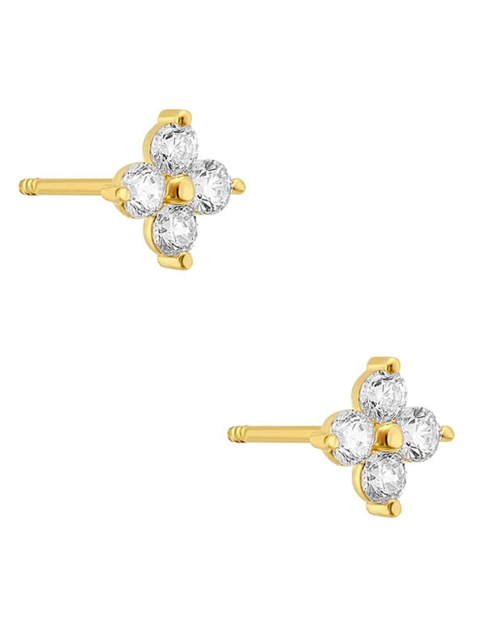 Broqueles de oro amarillo 14 k con acabado pulido zirconia 2
