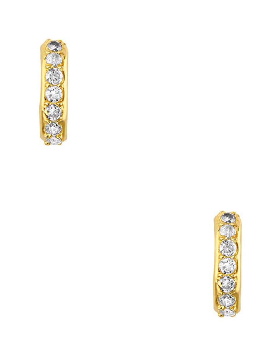 Broqueles de oro amarillo 14 k con acabado pulido zirconia