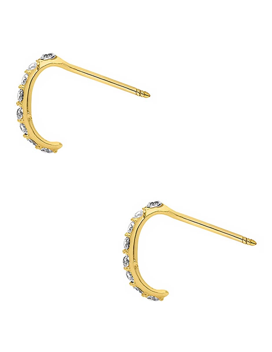 Broqueles de oro amarillo 14 k con acabado pulido zirconia 2
