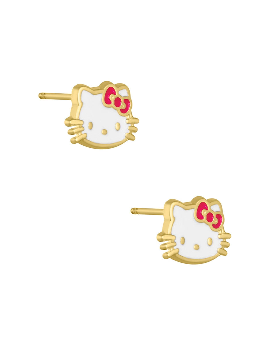 Broqueles de gato Hello Kitty de oro amarillo 14 K con acabado esmaltado 2