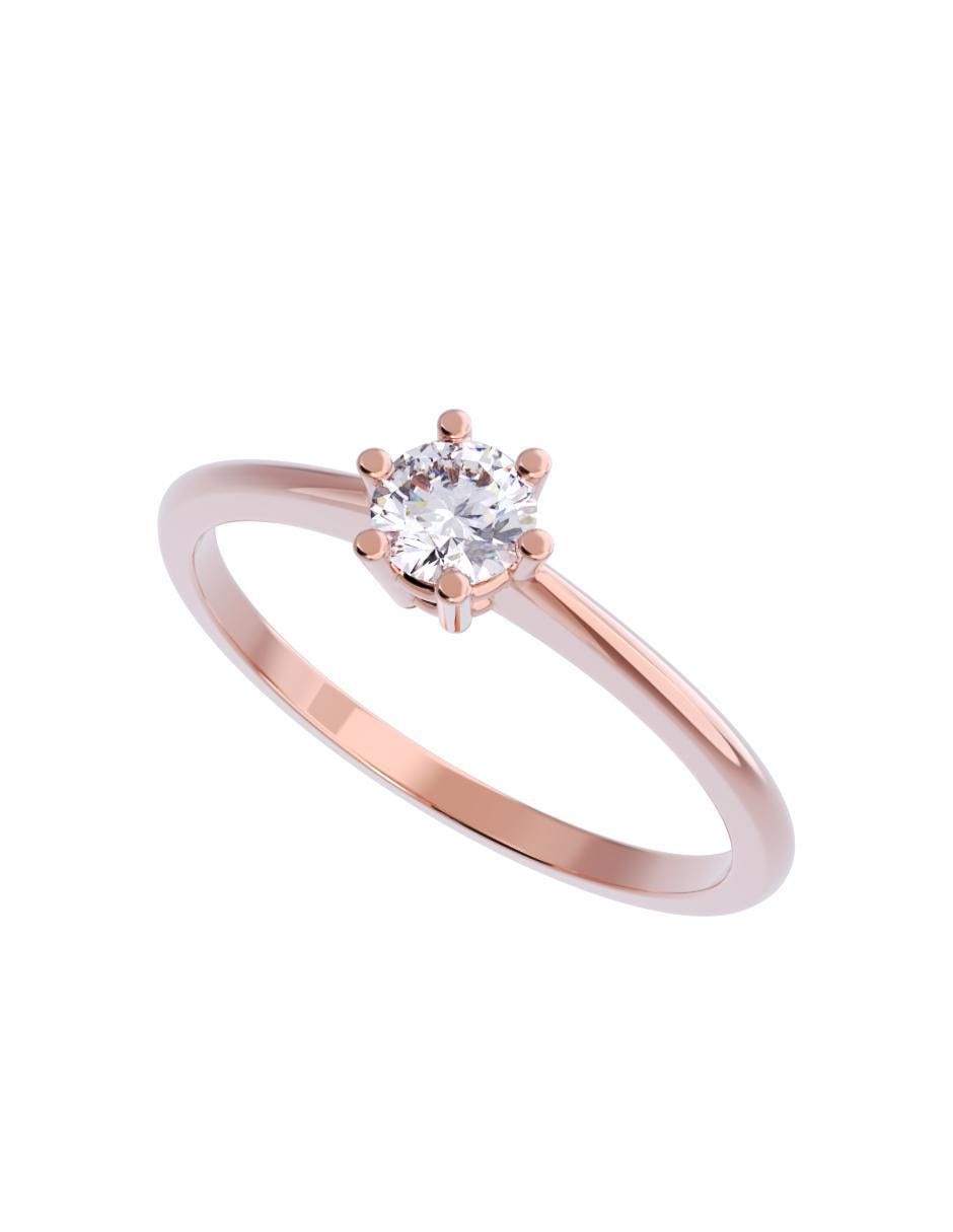 Anillo de compromiso de oro 14 K diamante 4