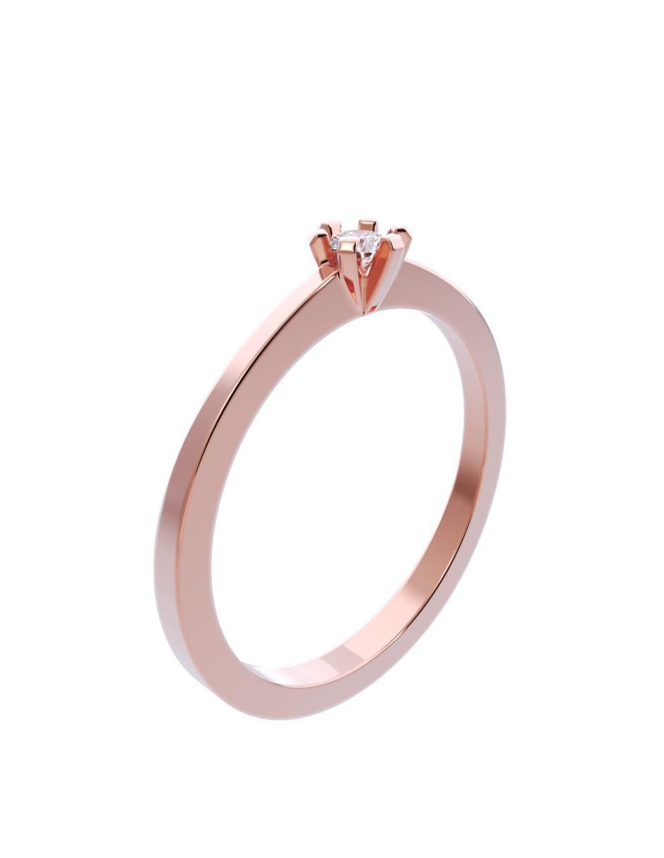 Anillo de compromiso de oro 14 K diamante 3