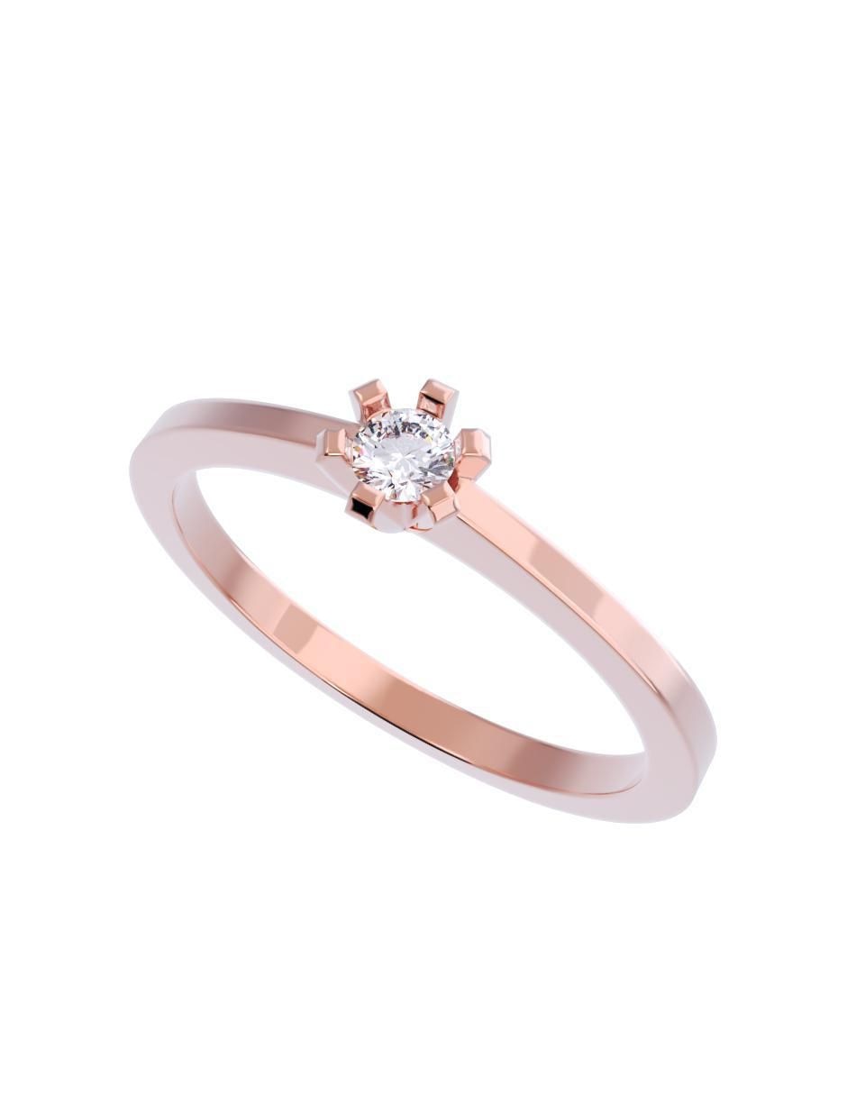 Anillo de compromiso de oro 14 K diamante 4