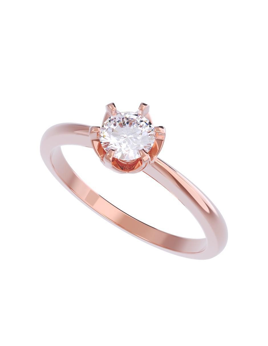 Anillo de compromiso de oro 14 K diamante 4