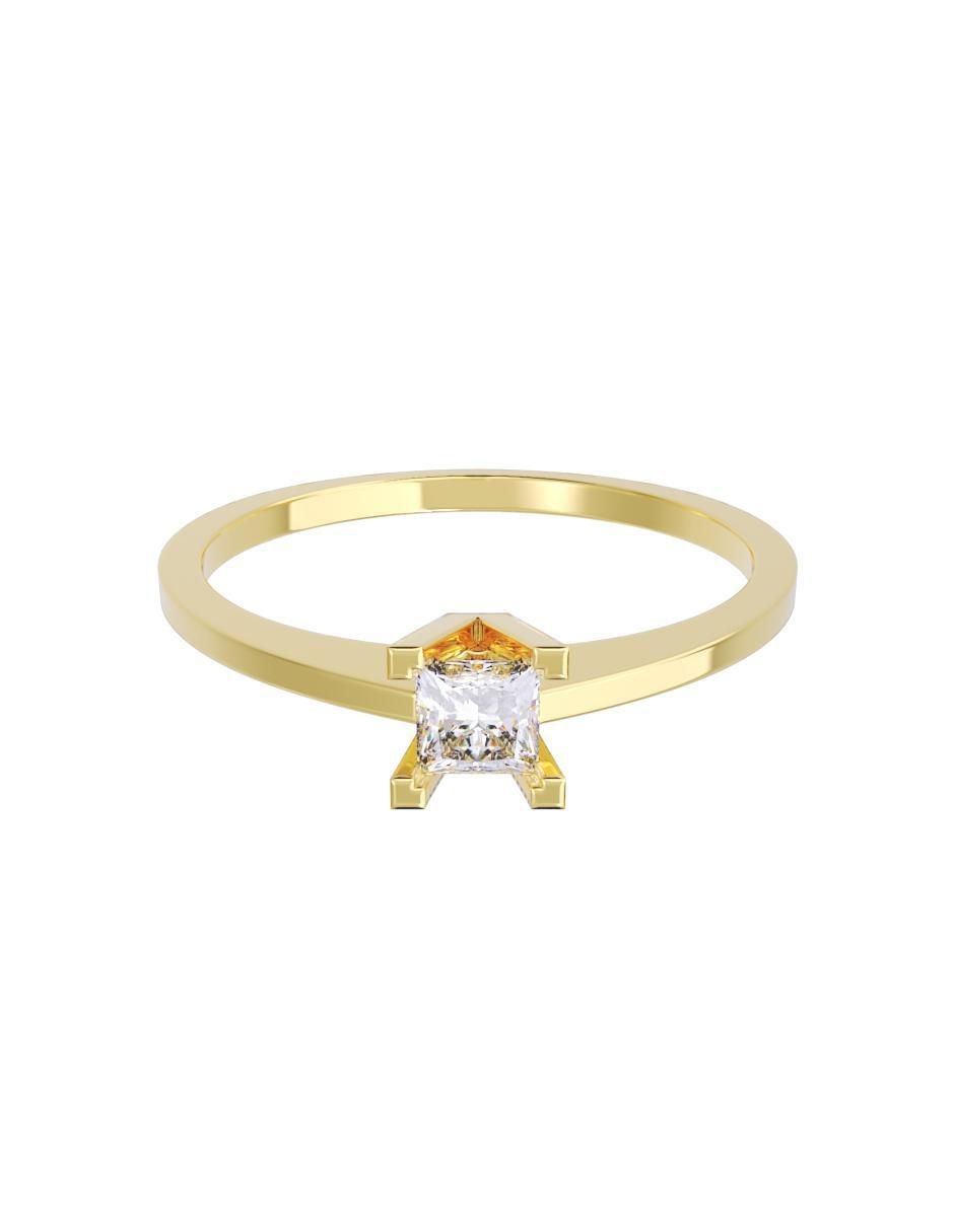Anillo de compromiso de oro 14 K diamante