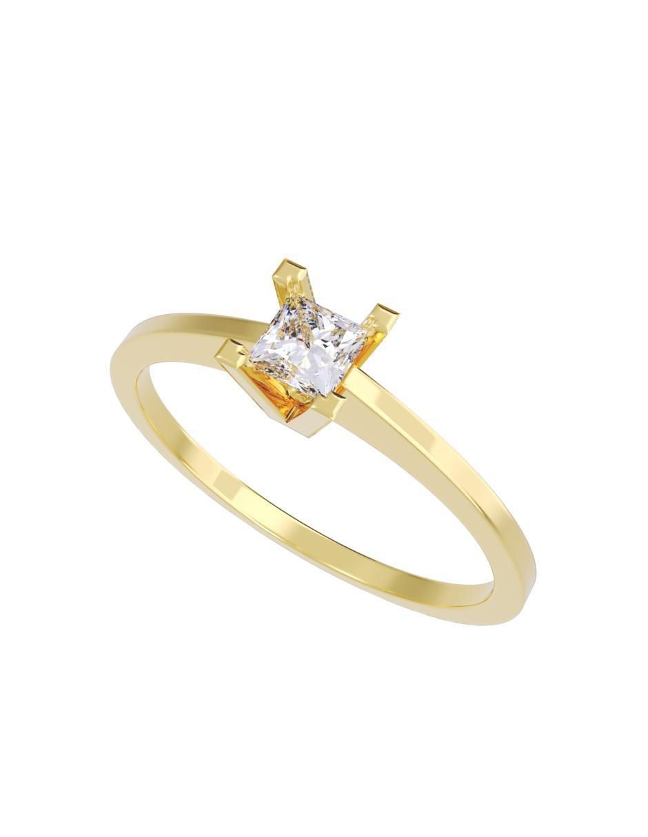 Anillo de compromiso de oro 14 K diamante 4