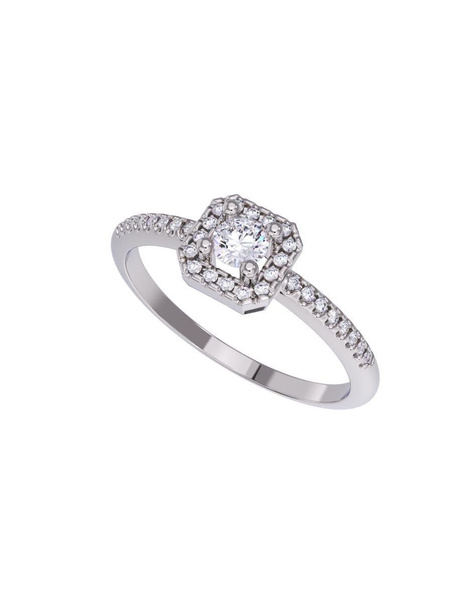 Anillo de compromiso de oro 14 K diamante 4
