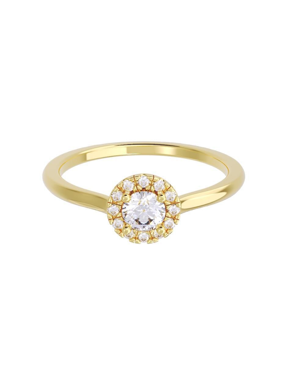 Anillo de compromiso de oro 14 K diamante