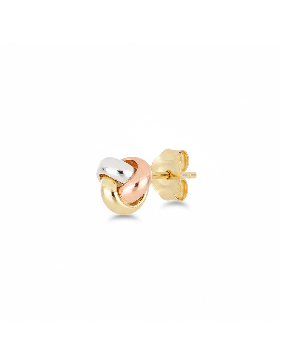Aretes cortos de nudo de oro florentino 14 K con acabado pulido 2