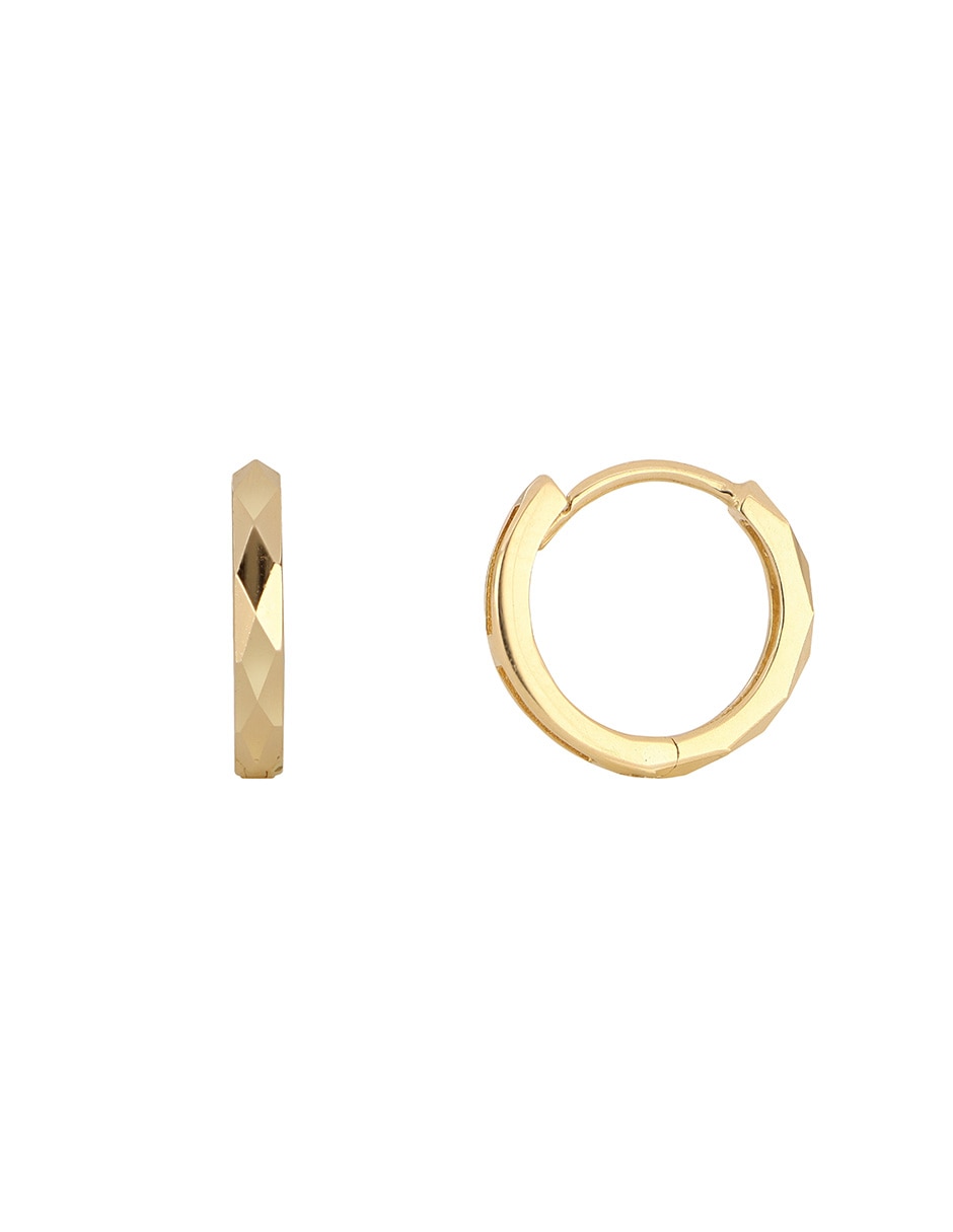 Aretes de aro circulares de oro amarillo 14 k con acabado pulido