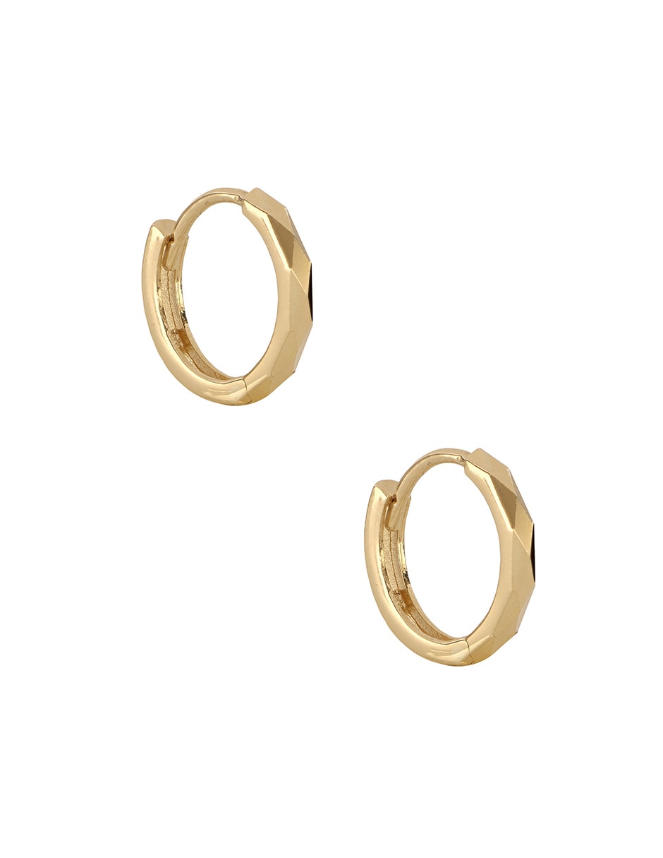 Aretes de aro circulares de oro amarillo 14 k con acabado pulido 2