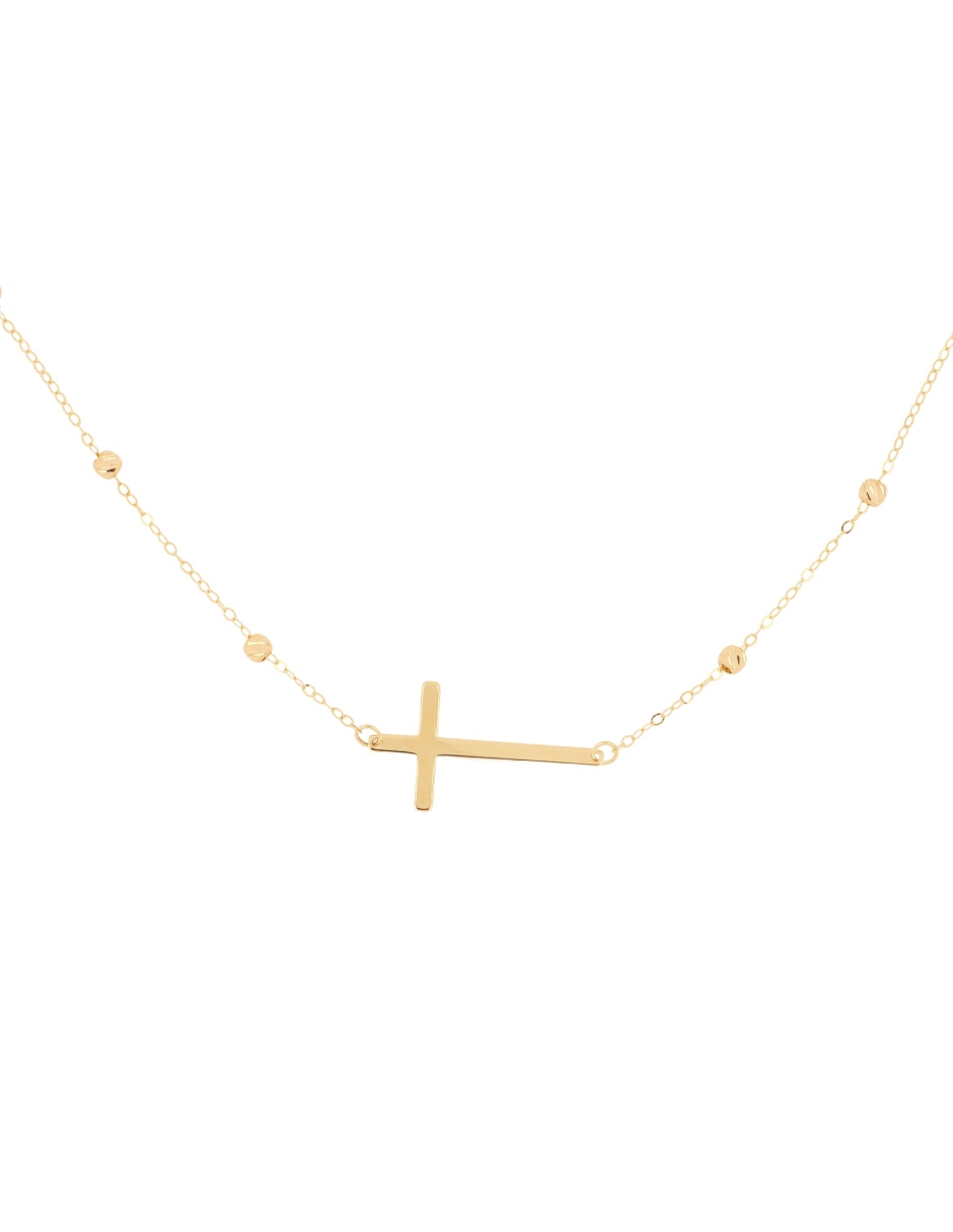 Gargantilla de cruz de oro amarillo 14 K