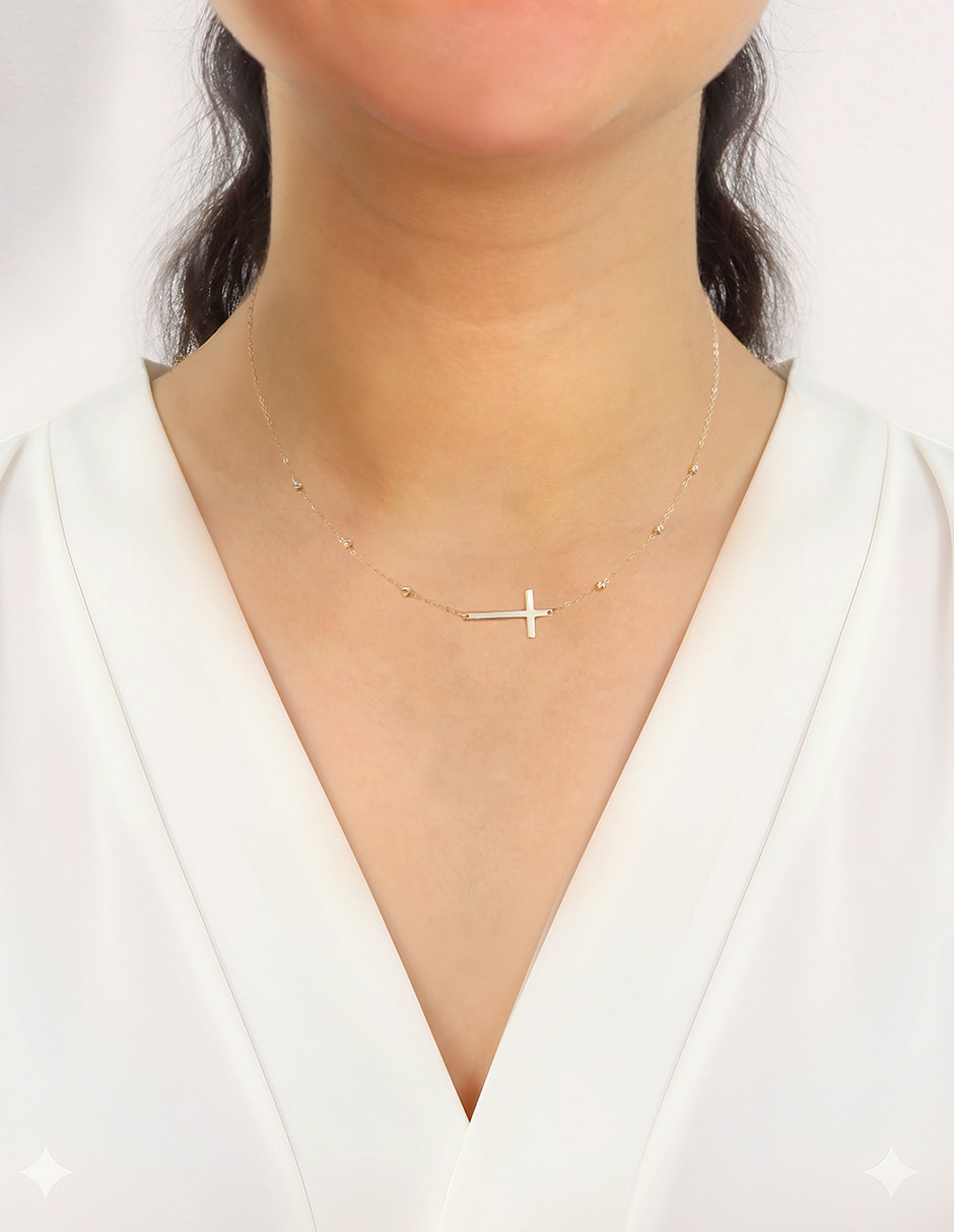 Gargantilla de cruz de oro amarillo 14 K 4