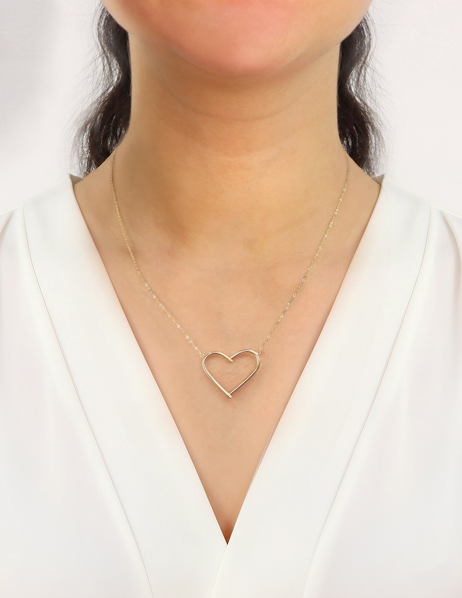 Collar de corazón de oro amarillo 14 K 3